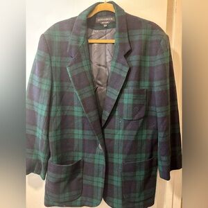 Vintage DonnyBrook Tartan Plaid Wool Green Navy Blazer Jacket Academia Preppy 12